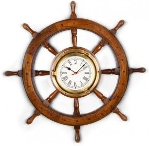 timon de barco decorativo con reloj decoracion
